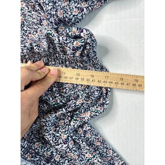 Indigo Rose Floral Midi Dress Long Sleeve Tie Front Layered Elastic Waist Sz S - Picture 16 of 16